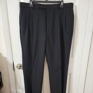 Stafford Mens Pleated Black Dress Pants 100% Worsted Wool-Unhemmed 39" Waist NWT